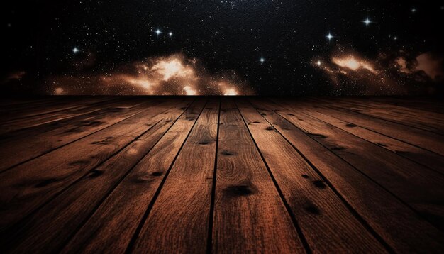 Hermoso tablón de madera cielo estrelladoIA generativa