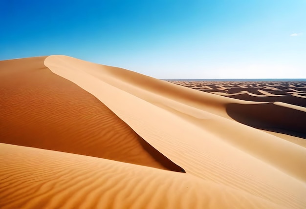hermoso tiro de arena del desierto con arbustos cielo despejado