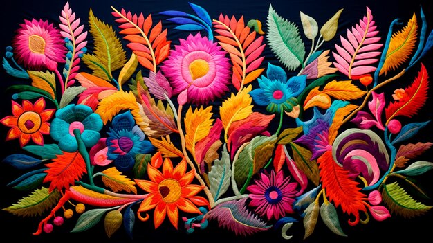 un hermoso tiro de un pintado coloridos patrones de arte mexicano