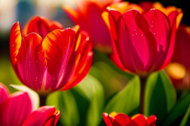 Un hermoso tulipán florece Esplendor floreciente El mundo encantador de los tulipanes IA generativa