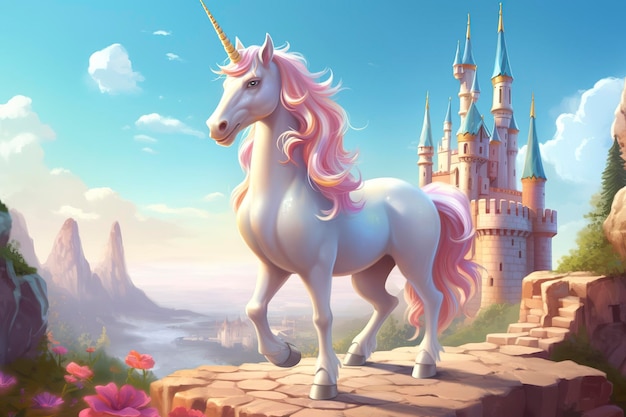 Hermoso unicornio con colores claros AI Generativo