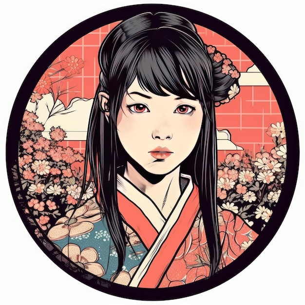 hermoso vector de niña de kimono japonés