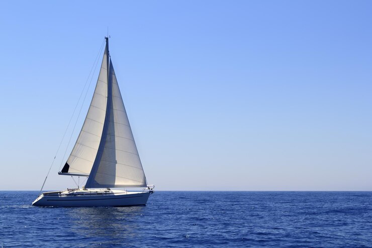 hermoso velero vela vela azul mar mediterráneo océano horizonte