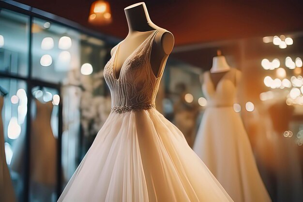 Foto un hermoso vestido de noche en un armario de cristal imagen generada por tecnología ai