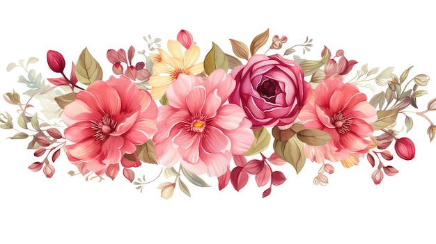 Hermosos adornos de flores de rosa y acuarela para la boda