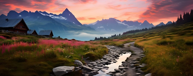 Hermosos amaneceres de verano en las montañas Hala Gasienicowa en Polonia Tatra