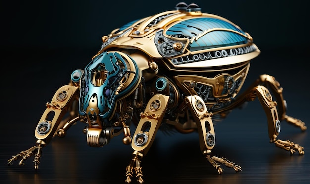 Hermosos bichos mecánicos animales steampunk ilustración 3D enfoque suave selectivo