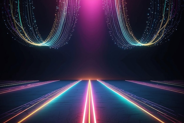 Hermosos caminos abstractos de luces de fondo tecnológico