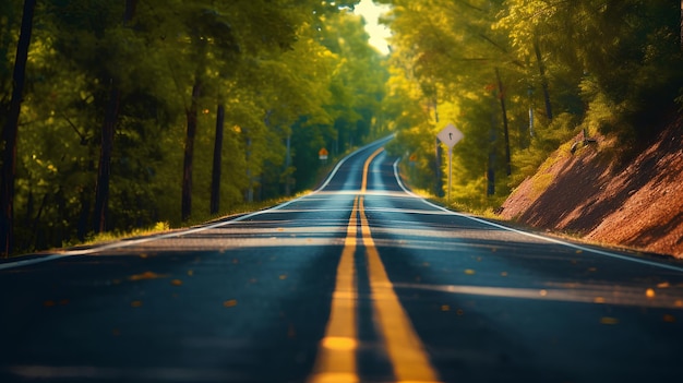 Hermosos caminos en verano, mediados de verano, otoño e invierno.