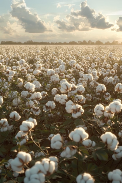 Hermosos campos de algodón llenos de cosechas