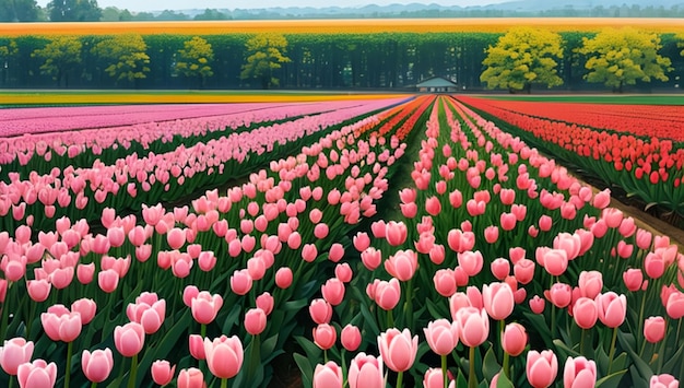 Foto hermosos campos de tulipanes para el papel pintado