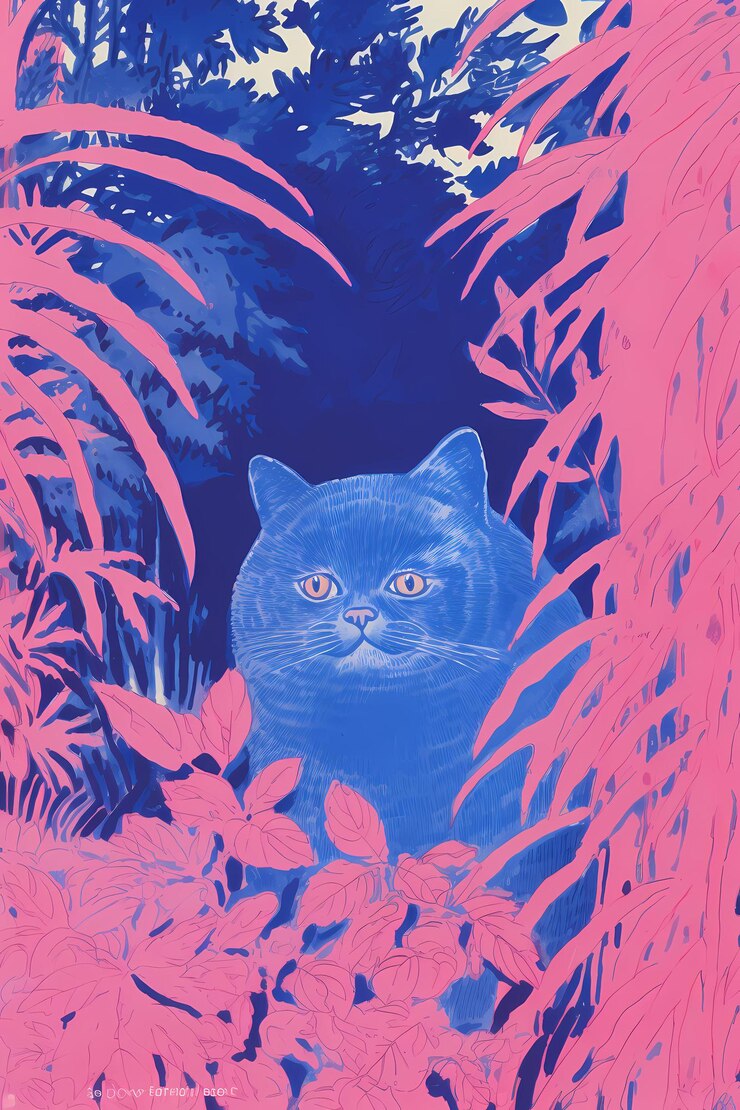 Hermosos carteles de gatos con un estilo colorido y artístico