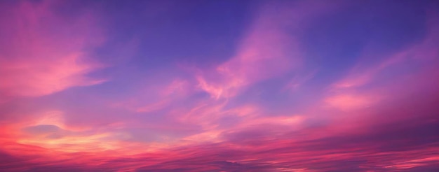 Hermosos cielos y nubes de color rosa pastel y violeta por la noche mientras se pone el sol