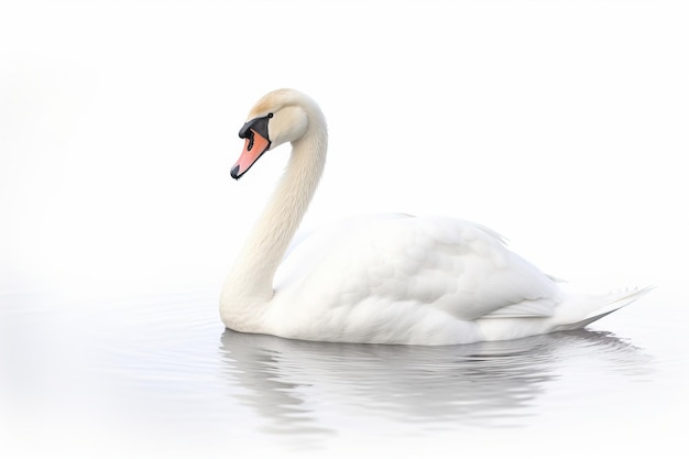 Hermosos cisnes blancos aislados sobre un fondo blanco