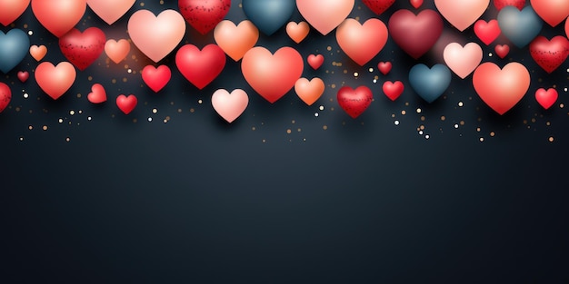 Hermosos corazones en un fondo oscuro Fondo abstracto para el día de San Valentín