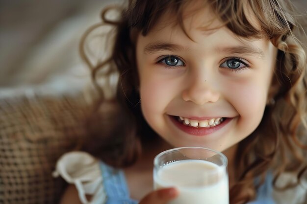 Foto hermosos dientes de leche blancos un niño satisfecho y cuidado dental para niños sonrisas perfectas para niños ia generativa