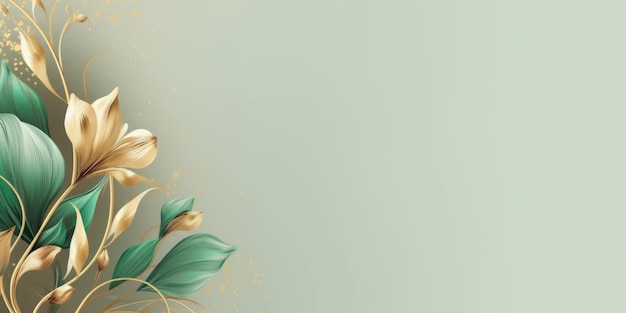 Hermosos diseños florales abstractos de oro y verde en el fondo de la hermosa IA generativa AIG32