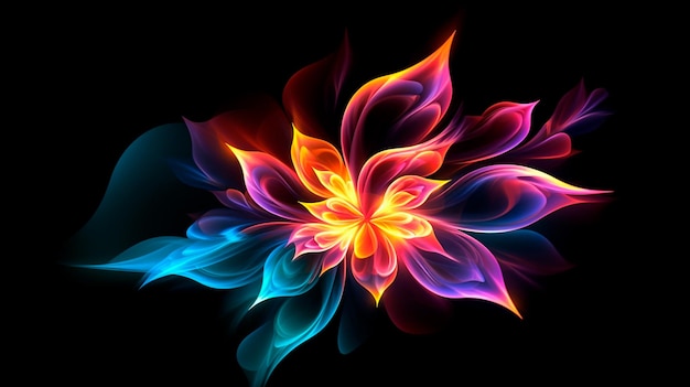 Hermosos diseños de flores abstractas y coloridas Ilustrador de IA generativa