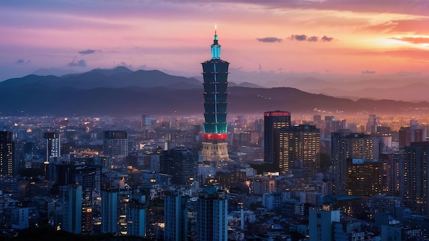 Hermosos edificios de arquitectura en la ciudad de Taipei