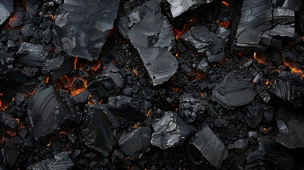 Hermosos fondos de carbón en llamas en colores negro y naranja Generado por IA