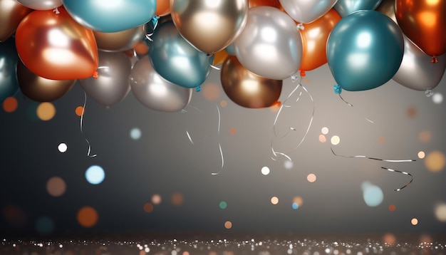 Hermosos fondos festivos con globos multicolores con IA generativa