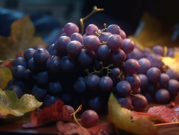 Foto hermosos fondos orgánicos de uvas recién cosechadas creados con tecnología de ia generativa