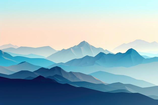 Hermosos fondos de pantalla en tonos de azul y naranja en las montañas azules Generative AI AIG27