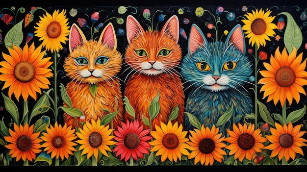 Hermosos gatitos al estilo de Louis Wain