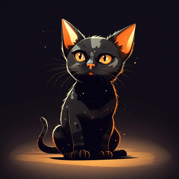 Hermosos gatos de dibujos animados de color naranja negro imágenes de animales de ilustración arte generado por IA