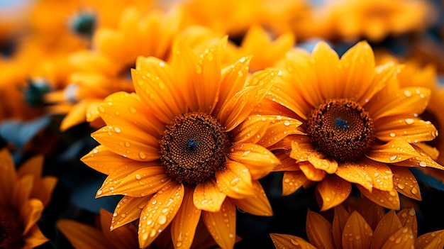 Foto hermosos girasoles concepto de verano fondo floral