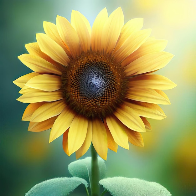 Foto hermosos girasoles en el fondo de la naturaleza campo de girasoles floreciendo durante el verano ai generativa