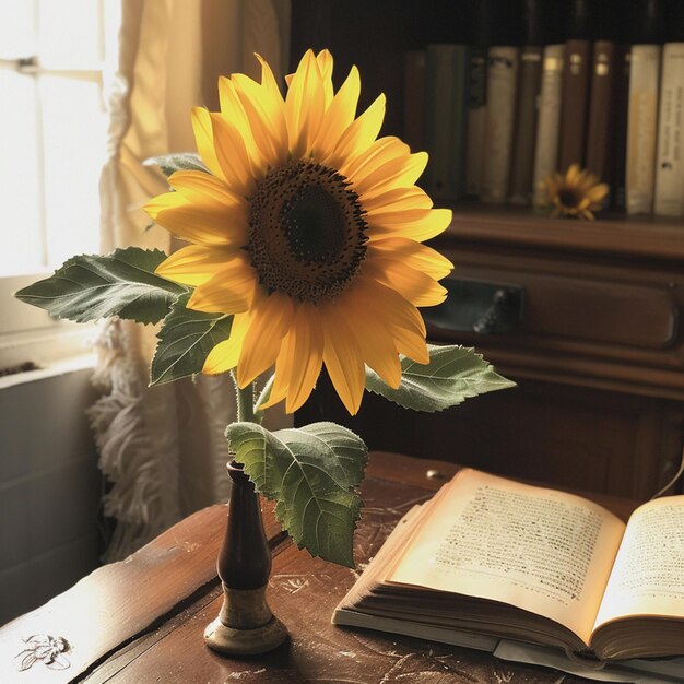 Foto hermosos girasoles en el interior