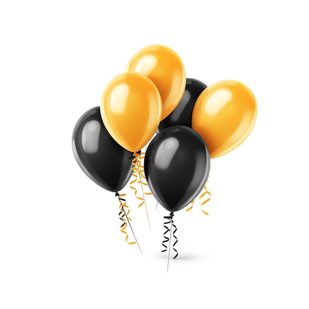Hermosos globos de graduación aislados sobre un fondo blanco