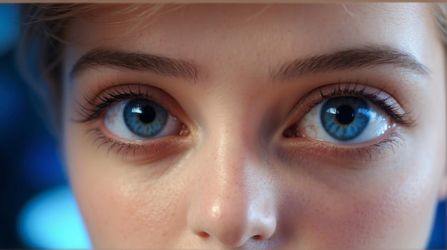 Hermosos globos oculares ojos azules femeninos
