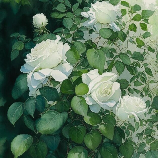 Hermosos jardines de rosas blancas fondo de flores de primavera arbusto de rores blancos