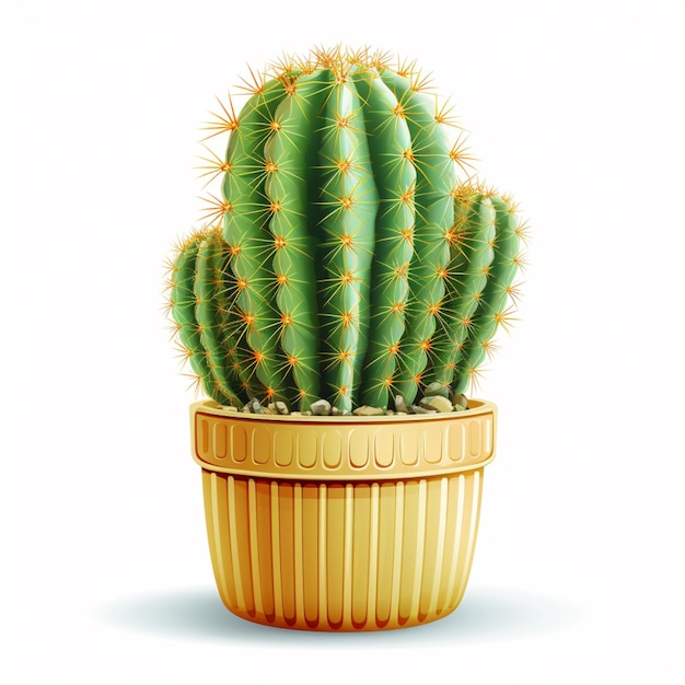 Foto hermosos jarrones de plantas de cactus de interior con fondo blanco ai arte generado