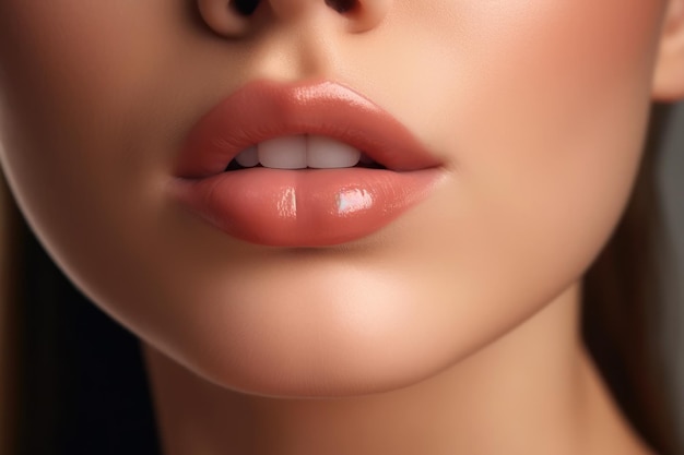 Hermosos labios femeninos de una joven generativa ai