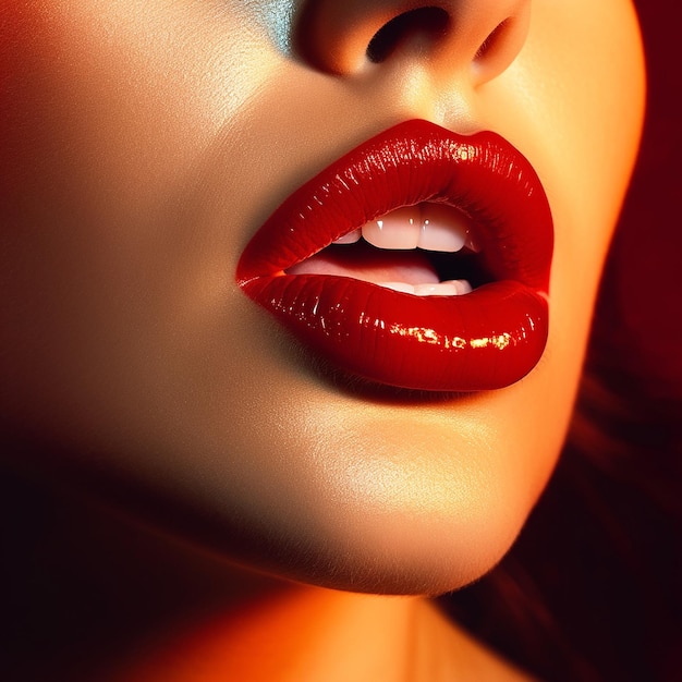 hermosos labios femeninos rojos