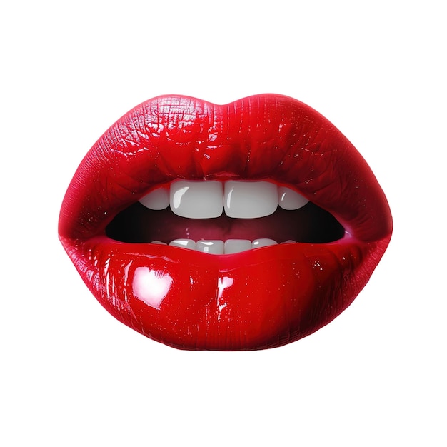 Hermosos labios con rojo pintado en ellos fondo blanco colorido vibrante brillante