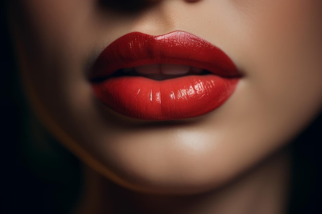 Hermosos labios rojos femeninos Generar Ai