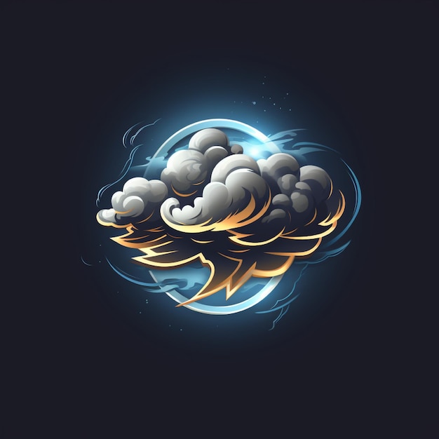 Foto hermosos logotipos de nubes y relámpagos muy detallados