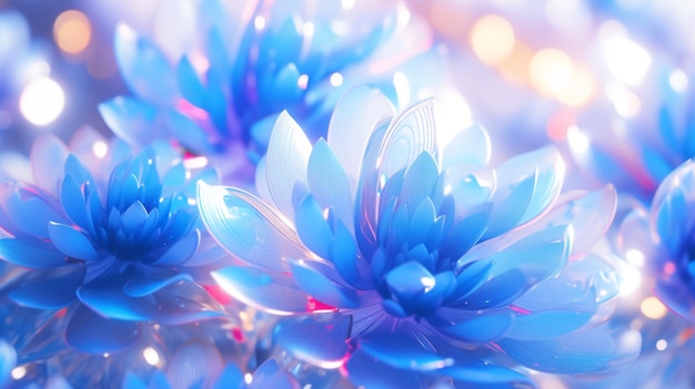 Hermosos materiales de ilustración de flores de cristal holográfico en 3D