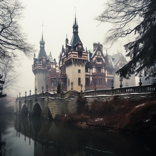 Foto hermosos y misteriosos inviernos de niebla fotografía 8k hd