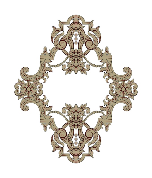 Hermosos motivos ornamentales barrocos abstractos utilizados para diseñar el interior del marco de tela textil
