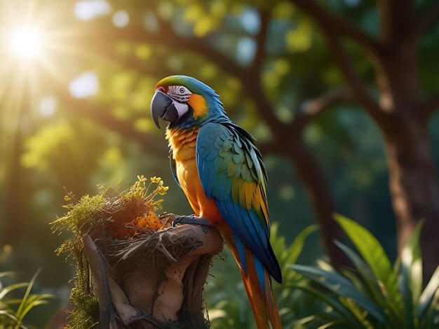 Foto hermosos y muy coloridos diferentes tipos de aves