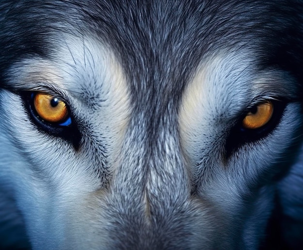 hermosos ojos de un lobo salvaje IA generativa