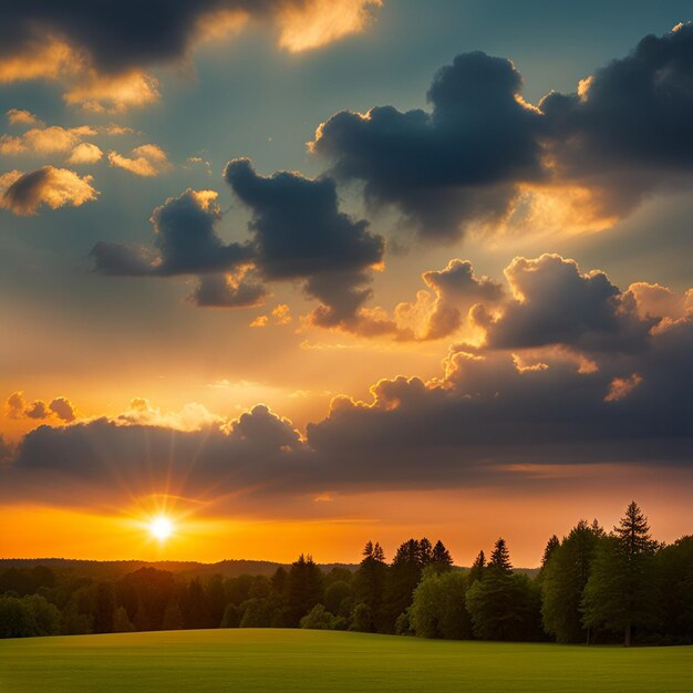 Foto hermosos paisajes de atardecer de verano