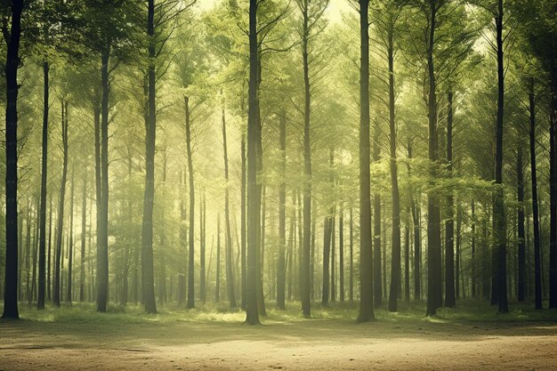 Foto hermosos paisajes de un bosque lleno de árboles altos y otros tipos de plantas