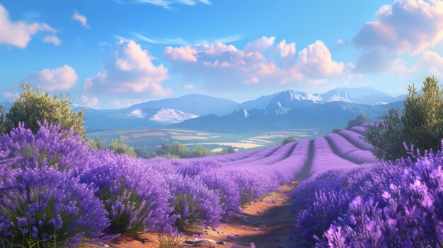 Hermosos paisajes con campos de lavanda en flor en la Provenza