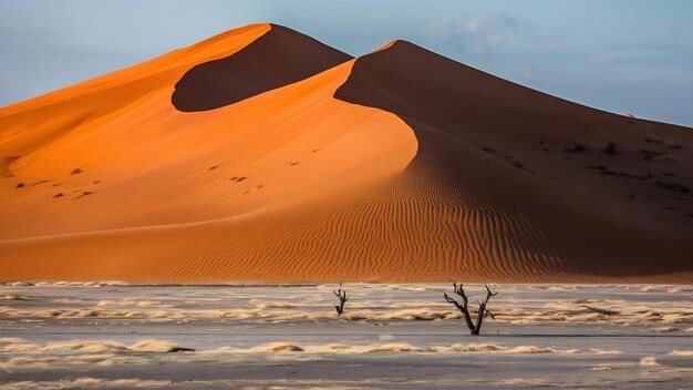 Hermosos paisajes de dunas de arena naranja en el desierto de Namib en el parque nacional de Namibnaukluft